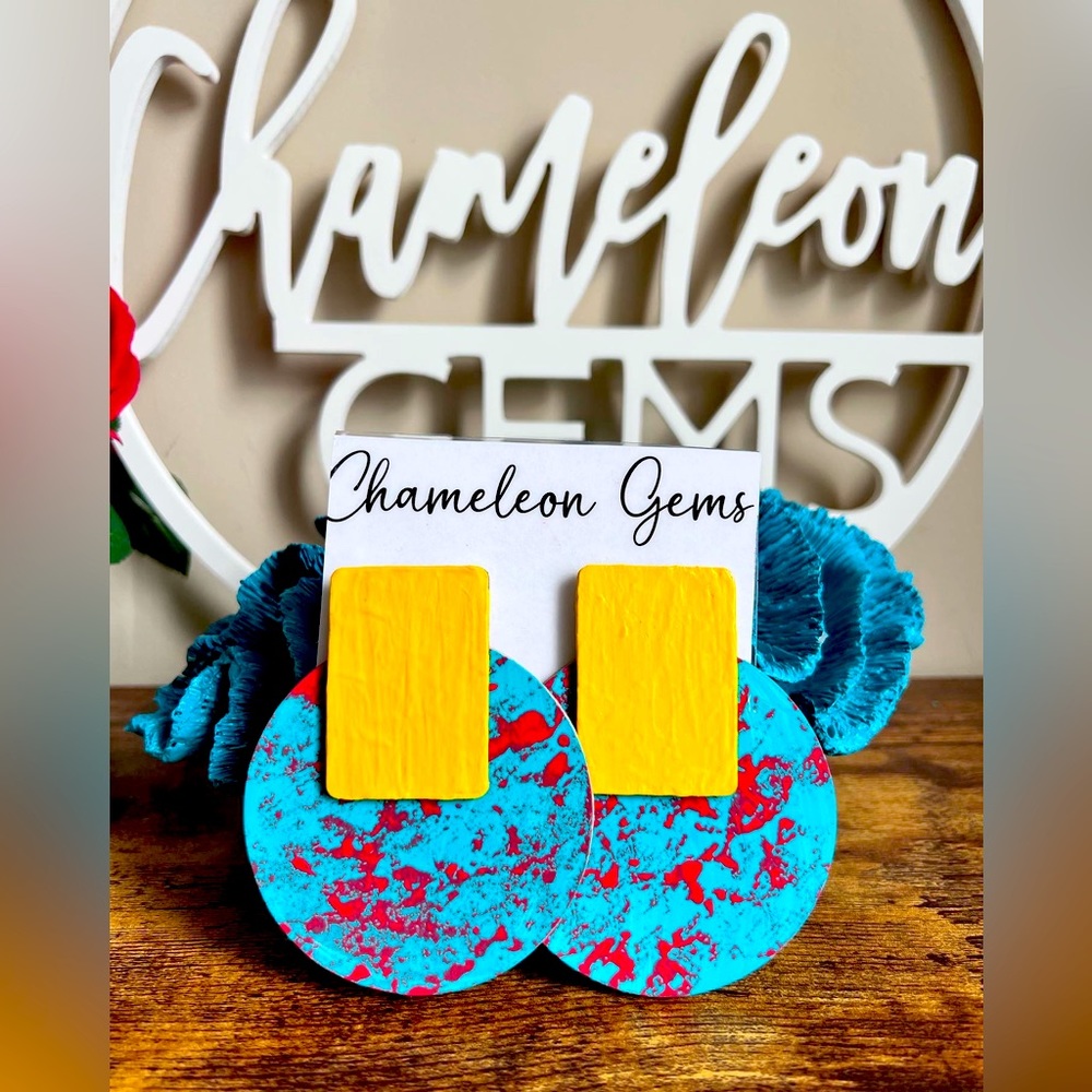 Hand Painted Earrings Designed by Chameleon Gemz